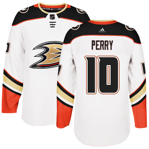 Herren Anaheim Ducks Eishockey Trikot Corey Perry #10 Weiß Authentic Auswärts